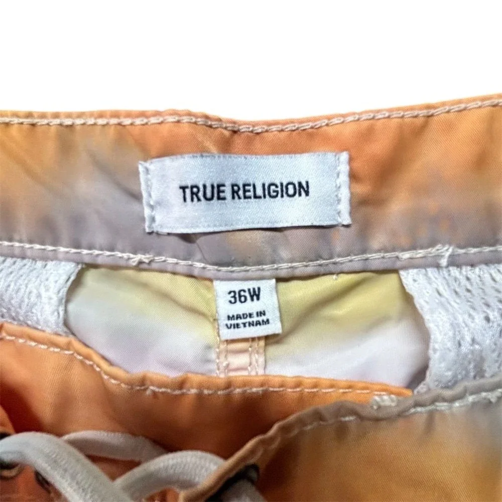 True Religion Men's Tie Dye Swim Trunks Board Shorts Size 36‎ Multicolor